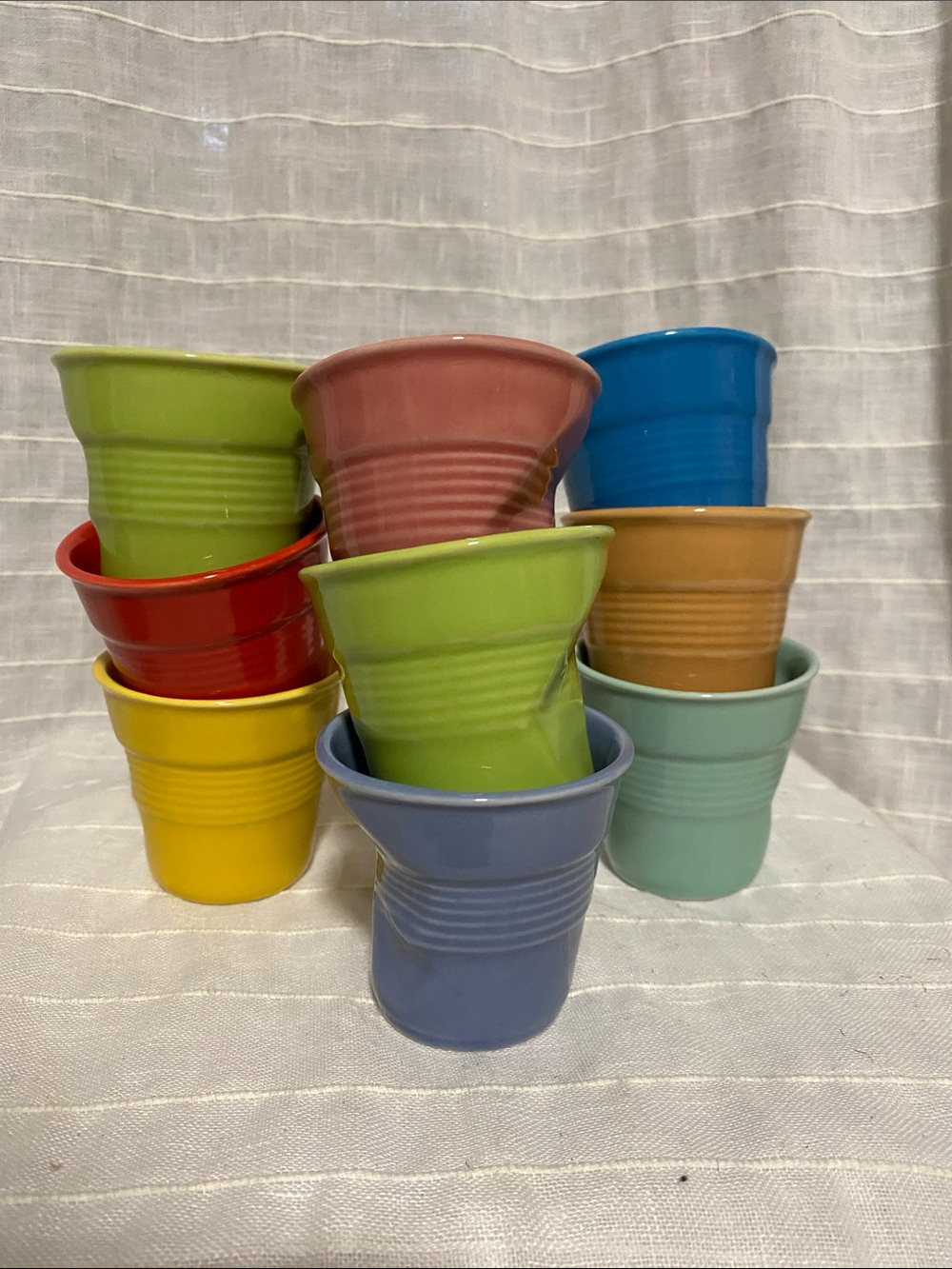 Revolve Crumple cup Ceramic  Mini Planter/ Expresso/ custard Set
